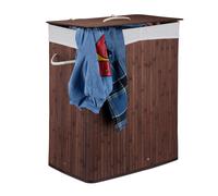 Cesto ropa sucia cesta de bambú 2 compartimentos 95 L cesto plegable 2 unidades