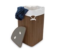 Cesto ropa sucia esquinero cesta plegable cubo de bambú 60 L marrón ligero