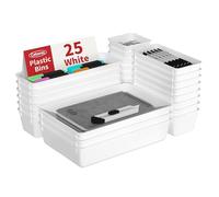 Cetomo 25 uds. organizadores de cajones, separador de cajones ajustable y ampliable, organizador modular, bandeja para cosméticos, objetos diversos y herramientas pequeñas, Blanco, 25 piezas
