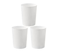 Cetomo 7.2L*3 Papelera de Basura de Plástico, Bote de Basura, Papeleras Pequeñas, Papelera Para Dormitorio, Canasto de Basura Redondo con Raya Sólida, Empilables, Mate, PP, Blanco, 7.2L-3 Unidades