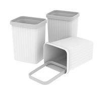 Cetomo 8.2L*3 Papelera de Basura de Plástico, Bote de Basura, Papeleras Pequeñas, Papelera Para Dormitorio, Canasto de Basura Cuadrado con Raya Sólida, Empilables, Mate, PP, Blanco, 8.2L-3 Unidades