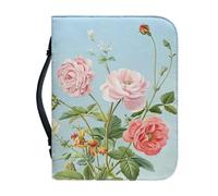 Ceudet Funda de cuero para Biblia con una cubierta de la Biblia pequeña de cuero con asa y fundas de la Biblia con cremallera para estudio bíblico católico AGifts, rosa (pink floral), L