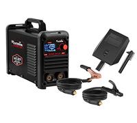 CEVIK PRO CE-TECHNO200LCD - Soldador Inverter MMA con Máscara de Soldadura y Portaelectrodo - 200A 50% 230V-Electrodos hasta 5mm - Pantalla LCD - Conectable a Generador - Máquina de Soldar