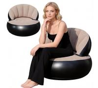 CEWROM Sofá hinchable 2 en 1, sofá hinchable con superficie flocada, impermeable, portátil, con bomba para salón, exterior, camping, playa, viajes, sofá, puf (gris)