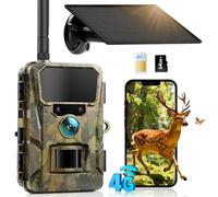 CEYOMUR 4G LTE Cámara de Caza Solar con SIM y TF 64GB, 48MP Cámara Fototrampeo Nocturna con Live View HD, Batería 5200mAh, Alertas al Móvil y Control por App, Detección de Movimiento 0,2s, IP66