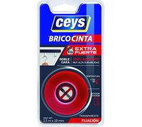 ceys - Bricocinta Transparente - Extrafuerte - Doble cara - 100% adhesivo - 1,5 M x 19 MM