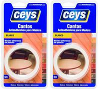 ceys - Canto autoadhesivo blanco - Fácil aplicación - Resistente al agua - 5 M (Paquete de 2)