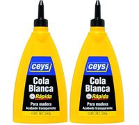Ceys - Cola blanca rápida para madera - Acabado transparente - 500 G (Paquete de 2)