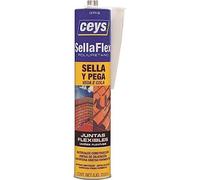 Ceys Masilla Poliuretano Pegamento Flexible Interior/Exterior Gris 310ml: Sella y pega con eficacia con esta masilla poliuretano flexible para interiores y exteriores.