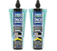 Ceys - Taco quimico resina vinylester - Alta resistencia +2000 Kg - Endurecimiento rápido - 300 ml (Paquete de 2)
