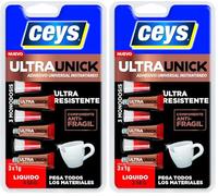 Ceys - Ultraunick poder inmediato monodosis - Adhesivo universal instantáneo y transparente - 3x1G (Paquete de 2)