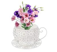 CGTQROVR Macetas, platillo de café, Taza de té, macetero de jardín, Soporte para Plantas suculentas Vintage, Color Blanco