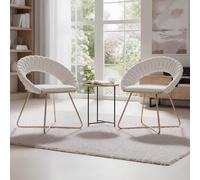 chairus Juego 2 de Sillones Salón Elegantes Sillas Butaca de Terciopelo con Base Dorada, Sillas Dormitorio Moderno con Respaldo Diseño Sillones de Tocador Modernos para Hogar/Apartamento, Beige