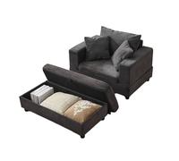 Chaise longue 107x74x57 cm - con reposapiés, almacenamiento y 3 cojines - gris