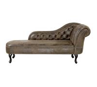 Chaise Longue De Piel Sintética Marrón Con Botones Versión Derecha Nimes