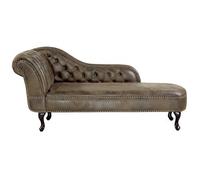 Chaise Longue De Piel Sintética Marrón Con Botones Versión Izquierda Nimes