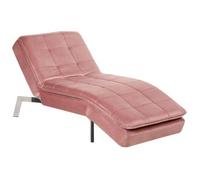 Chaise Longue De Terciopelo Rosa Plateado Respaldo Reclinable Capitoné Loiret