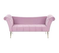 Chaise Longue De Terciopelo Violeta Claro Acolchado Patas De Metal Dorado Nantilly