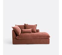 Chaise longue derecho desenfundable de poliéster jaspeado, ODNA. Talla Chaise longue esquina derecha. Color Ladrillo rosado