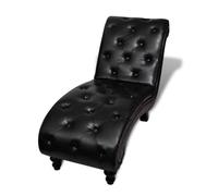 Chaise Longue marrón de piel sintética 145 x 52 x 77 cm | Poluuretano de calidad, acolchado, patas elegantes, asiento de 42 cm, 110 kg