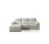 Chaise longue piel willy izquierda 4 plazas blanco