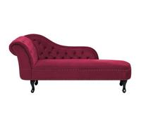 Chaise Longue Tapizado En Terciopelo Borgoña Con Botones Versión Izquierda Nimes