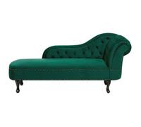 Chaise Longue Tapizado En Terciopelo Verde Con Botones Versión Derecha Nimes