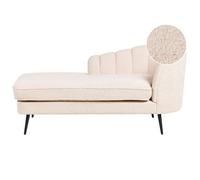 Chaise Lounge Bou erecho Diseño Moderno Tapicería Patas Metal Negras Beige Claro Allier