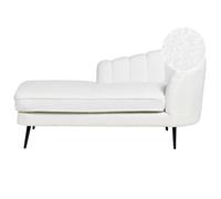 Chaise Lounge Bou erecho Diseño Moderno Tapicería Patas Metal Negras Blanco Crema Allier