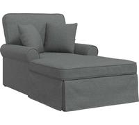 Chaise Lounge con Falda con cojín 3 pcs Gris oscuro tela