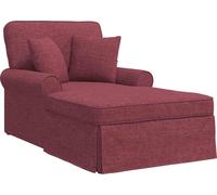 Chaise Lounge con Falda con cojín 3 pcs Rojo vino tela