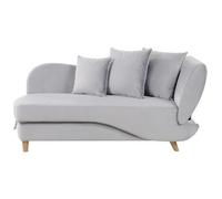 Chaise Lounge Moderno 2 Plazas Compartimento De Almacenaje Cojines Terciopelo Gris Claro Derecho Meri Ii