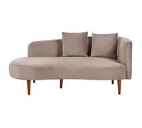 Chaise Lounge Terciopelo Derecho Tapicería Patas Madera Oscura Cojines Diseño Moderno Gris Pardo Chaumont