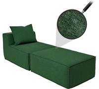 Chaiselongue/Accesorios para sofá HWC-O54, sillón otomana, recámara, tela/textil (300g/m²) 63x75x194cm, color verde