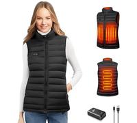 Chaleco calefactable mujer, Chaleco Calentador eléctrico para Mujer Hombre con Bateria de 10000 mAh, 3 temperaturas ajustables con 4 zonas de calentamiento, chaleco calefactor lavable