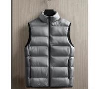 Chaleco Masculino Algodón Acolchado Invierno | Cierre cremallera para suave, sin mangas, cuello alto protector, ajuste regular, ideal capas(Gray XL)