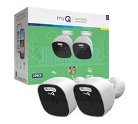 Chamberlain myQ - Cámara de batería para Exteriores | Cámara 2K, visión Nocturna a Color, Foco, alertas de Movimiento, Vista en Vivo con conversación bidireccional, inalámbrica, Resistente a la