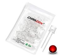 Chanzon 100 Piezas luces de diodo LED rojo con parte superior plana de 5mm (lente transparente transparente) Componentes electrónicos Diodos emisores de luz indicadora