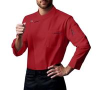 Chaqueta Chef Hombre Manga Larga Casaca Uniforme para Restaurante Trabajo Disfraz Camisa con Botónes Ligera Chaquetilla Abrigo Cocina Cocinero Chaquetas Ropa Transpirable