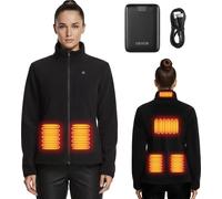 Chaqueta de forro polar con calefacción para mujer VEVOR, chaqueta con batería recargable de 7,4 V y 16000 mAh, 6 zonas de calefacción, 3 niveles de temperatura, 3/6/10 horas de calor, ideal para acti