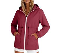Chaqueta de lluvia para mujer, impermeable, chaqueta softshell, Rojo 1, L