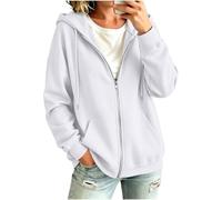Chaqueta Sudadera Entretiempo Mujer con Capucha Color Liso con Bolsillo Ropa Mujer Otoño 2026 Sudadera Cremallera Transpirable Classic Sudaderas Calle Trabajo Blanco XXL