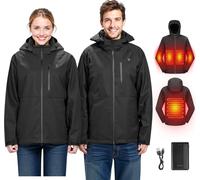 Chaqueta térmica para mujer VEVOR, con batería de 7,4 V, abrigo eléctrico de softshell, chaqueta calefactable resistente al viento, prenda de abrigo ligera con 5 zonas de calefacción y 3 niveles de te