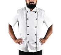 Chaquetilla Chef unisex Chaquetillas Hombre Chaquetas de Chef Chaquetilla Chef Mujer Chaqueta Cocinero Hombre Ropa de Cocinero de manga corta (Blanco, L)