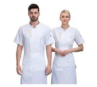 Chaquetilla Cocinero Chaqueta de chef de manga corta de verano for hombre, uniforme negro, abrigo de chef, delantal, ropa de trabajo, pantalones cortos de chef, transpirable, for restaurante y cocina(