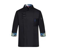 Chaquetilla Cocinero Chaqueta de Uniforme for Hombre y Mujer, Manga 3/4, for Cocinero, Camarero(Black,4XL)