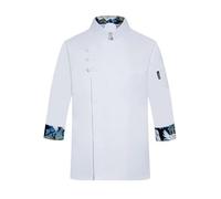 Chaquetilla Cocinero Chaqueta de Uniforme for Hombre y Mujer, Manga 3/4, for Cocinero, Camarero(White,M)
