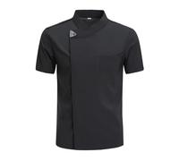 Chaquetilla Cocinero Chaquetas de chef, ropa de cocinero for hombre, ropa de chef de cocina, uniforme de restaurante, uniforme de chef de manga corta, disfraz de camarero de hotel for mujer(Black shir