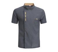 Chaquetilla Cocinero Hombre Chaqueta de Cocinero, Catering, Camisa Blanca, Restaurante, Cocina, Camiseta Chef, Uniforme Trabajo Panadero, Camarero, Ropa Hotel, Mono cafetería(Gray,M)