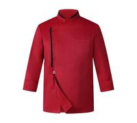Chaquetilla Cocinero Hombre Mono de Chef Transpirable, Uniforme for Cocina, Restaurante, Manga Corta, Unisex, for Cocineros, for Mayor Comodidad(Red,L)